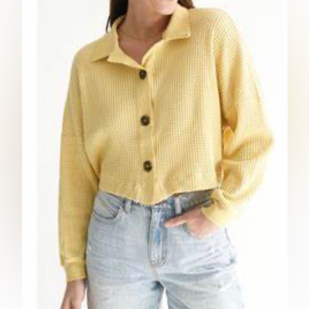 Carly Jean Los Angeles Cropped Waffle Shirt. From Capsule Wardrobe